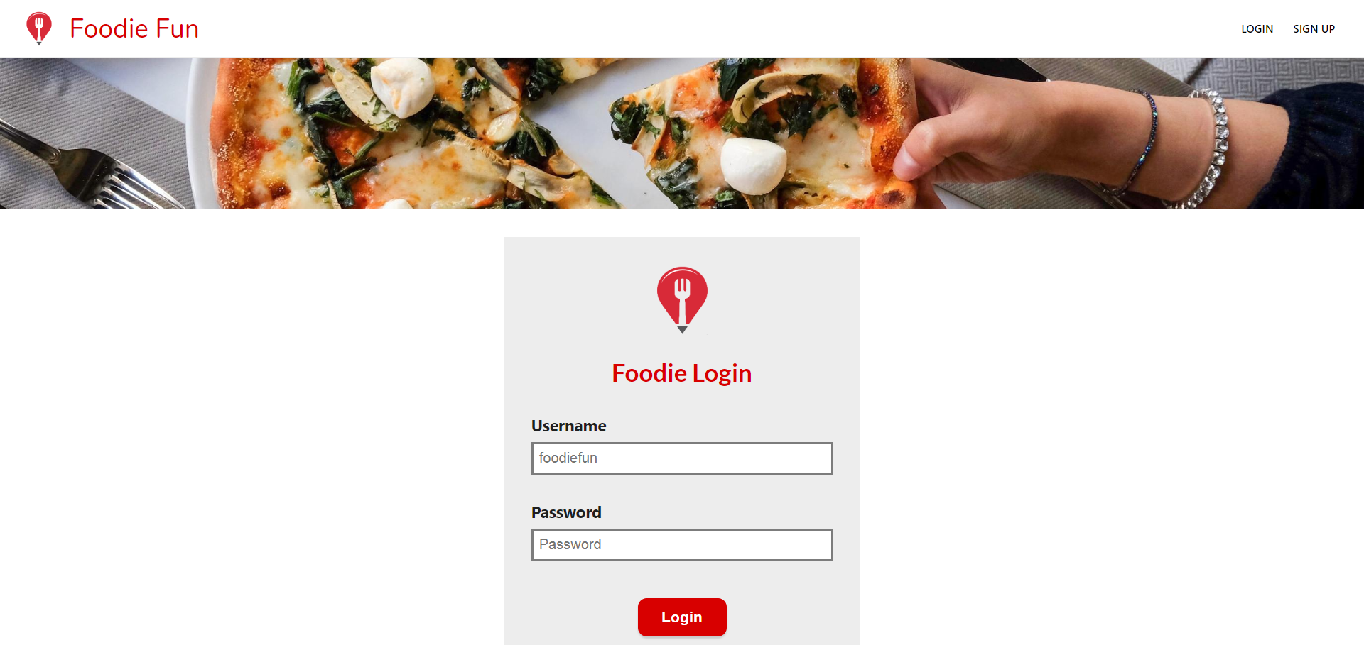 Foodie fun react app project